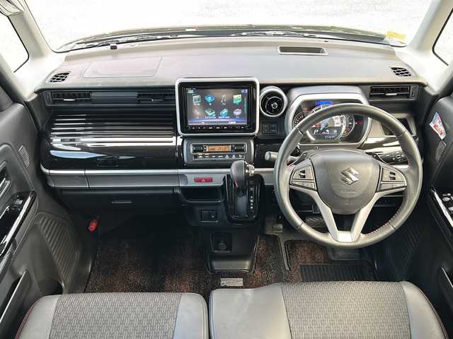スズキ スペーシア カスタム HYBRID XS ターボ 沖縄県 2018(平30)年 5.8万km ブルーイッシュブラックパール3 Panasonicナビ/全方位カメラ/衝突被害軽減ブレーキ/車線逸脱警報機能/オートハイビーム機能/コーナーセンサー/ヘッドアップディスプレイ/両側パワースライドドア/クルーズコントロール/ステアリングスイッチ/ビルトインETC/スマートキー/スマートキー/LEDヘッドライト/フォグライト/純正アルミホイール