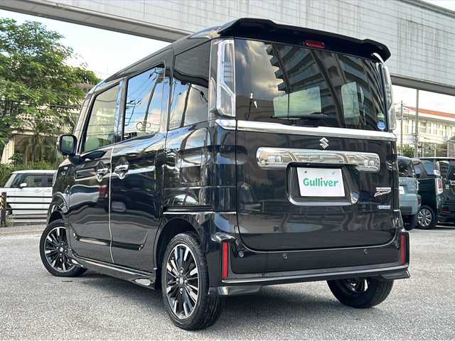 スズキ スペーシア カスタム HYBRID XS ターボ 沖縄県 2018(平30)年 5.8万km ブルーイッシュブラックパール3 Panasonicナビ/全方位カメラ/衝突被害軽減ブレーキ/車線逸脱警報機能/オートハイビーム機能/コーナーセンサー/ヘッドアップディスプレイ/両側パワースライドドア/クルーズコントロール/ステアリングスイッチ/ビルトインETC/スマートキー/スマートキー/LEDヘッドライト/フォグライト/純正アルミホイール