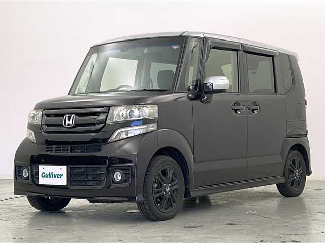 ホンダ Ｎ ＢＯＸ 2トーン カスタム G Lパッケージ 宮城県 2015(平27)年 8.4万km プレミアムベルベットパープル・パール 禁煙車/あんしんパッケージ/・シティブレーキアクティブシステム/・サイドエアバック/両側パワースライドドア/純正SDナビ/・CD.DVD.SD.BT/フルセグTV/バックモニター/オートライト/ETC/社外ドライブレコーダー（FR）/HIDヘッドライト/フォグランプ/プッシュスタート/スマートキー2個/後席ロールサンシェード/純正15インチアルミホイール/純正フロアマット