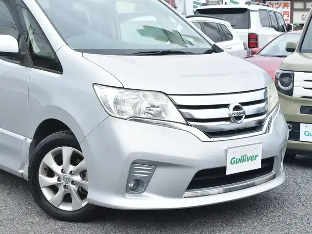 日産 セレナ ハイウェイスター Vセレクション 神奈川県 2012(平24)年 4.1万km ブリリアントシルバー 日産純正ナビ/：地デジ/：CD/DVD/：Bluetooth/：USB/バックカメラ/ビルトインETC/アルパインフリップダウンモニター/両側パワースライドドア/HIDヘッドランプ/：オートライト/クルーズコントロール/革巻きステアリング/プラズマクラスター付きオートエアコン/ーーーーーーーーーーーーーーーーーー/保証書/取説/ナビ説/記録簿 H25.26.27.29.30.R1.3.5