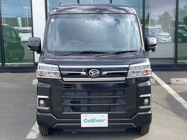 ダイハツ アトレー バン RS 道東・釧路十勝 2022(令4)年 5.5万km ブラックマイカメタリック ・４WD/・社外ディスプレイオーディオ/(AM FM Bluetooth AppleCarPlay AndroidAuto)/・バックカメラ/・アダプティブクルーズコントロール/・両側ワンタッチパワースライドドア/・車線逸脱警報/・衝突被害軽減システム/・誤発進抑制機能/・前後クリアランスソナー/・オートマチックハイビーム/・LEDヘッドランプ/・先行車発進告知/・標識検知機能/・リアヒーター/・オーバーヘッドシェルフ/・純正ホイールキャップ/・スタッドレスタイヤ＋スチールW車載/・保証書/・取扱説明書