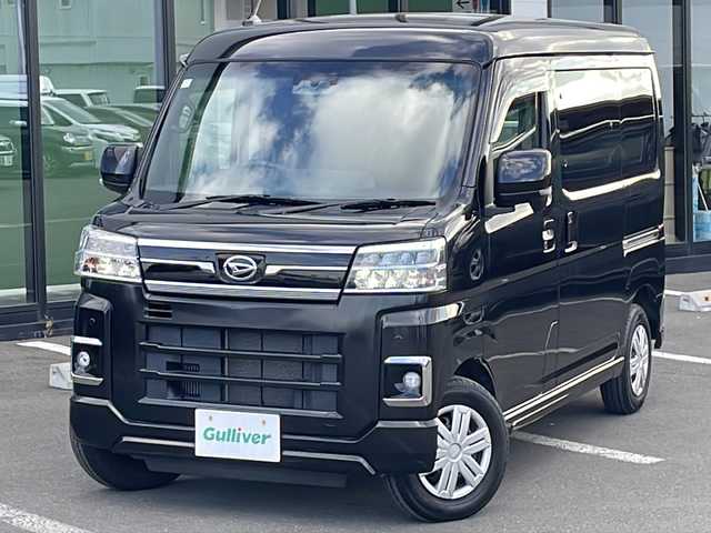 ダイハツ アトレー バン RS 道東・釧路十勝 2022(令4)年 5.5万km ブラックマイカメタリック ・４WD/・社外ディスプレイオーディオ/(AM FM Bluetooth AppleCarPlay AndroidAuto)/・バックカメラ/・アダプティブクルーズコントロール/・両側ワンタッチパワースライドドア/・車線逸脱警報/・衝突被害軽減システム/・誤発進抑制機能/・前後クリアランスソナー/・オートマチックハイビーム/・LEDヘッドランプ/・先行車発進告知/・標識検知機能/・リアヒーター/・オーバーヘッドシェルフ/・純正ホイールキャップ/・スタッドレスタイヤ＋スチールW車載/・保証書/・取扱説明書