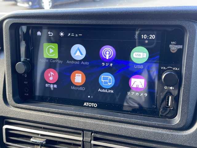 ダイハツ アトレー バン RS 道東・釧路十勝 2022(令4)年 5.5万km ブラックマイカメタリック ・４WD/・社外ディスプレイオーディオ/(AM FM Bluetooth AppleCarPlay AndroidAuto)/・バックカメラ/・アダプティブクルーズコントロール/・両側ワンタッチパワースライドドア/・車線逸脱警報/・衝突被害軽減システム/・誤発進抑制機能/・前後クリアランスソナー/・オートマチックハイビーム/・LEDヘッドランプ/・先行車発進告知/・標識検知機能/・リアヒーター/・オーバーヘッドシェルフ/・純正ホイールキャップ/・スタッドレスタイヤ＋スチールW車載/・保証書/・取扱説明書