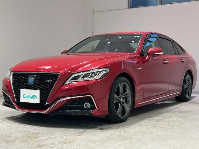 トヨタ クラウン ハイブリッド RS 宮城県 2019(令1)年 1.3万km リッチレッドクリスタルシャインガラスフレーク Toyota safety sense/・プリクラッシュセーフティ/・オートマチックハイビーム/・アダプティブハイビームシステム/・ロードサインアシスト/・先行車発進告知機能/・レーントレーシング/・レーダークルーズコントロール/・ブラインド・スポット・モニタリング/・パノラミックビューモニター/TransLog 2/SOSボタン/メーカーオプション純正SDナビ/純正ビルドインETC2.0 /DVD再生機能/ドライブレコーダー/バックカメラ/フルセグテレビ/Bluetooth/ヘッドアップディスプレイ/前後コーナーセンサー/パワーシート/シートヒーター/ハンドルヒーター/純正フロアマット/純正LEDヘッドライト/純正アルミホイール/アイドリングストップ/オートライト/ドアバイザー/プッシュスタート/ウィンカーミラー