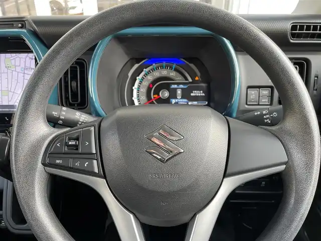 スズキ ハスラー HYBRID G 埼玉県 2020(令2)年 1.8万km オフブルーM メーカーＯＰ純正9型ナビＴＶ/全方位カメラ/前席シートヒーター/Ｆドラレコ/Ｒクリアランスソナー/プッシュスタート/スマートキー/衝突軽減ブレーキ/走行１７６５６キロ/保証書付整備手帳/取扱説明書