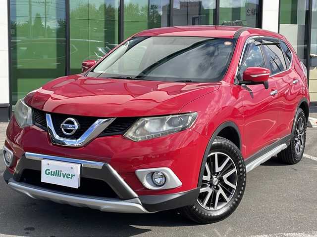 日産 エクストレイル 20X エクストリーマーX 道東・釧路十勝 2014(平26)年 13.4万km バーニングレッド ・4WD/・純正SDナビ/(フルセグ.CD/DVD.BT.FM/AM)/・バックカメラ/・ETC/・電動リアゲート/・横滑り防止/・アイドリングストップ/・革巻きステアリング/・シートヒーター/・ダウンヒルアシスト/・社外AW付冬タイヤ　積込/・LEDヘッドライト/・フォグライト/・オートライト/・純正エンジンスターター/・スマートキー