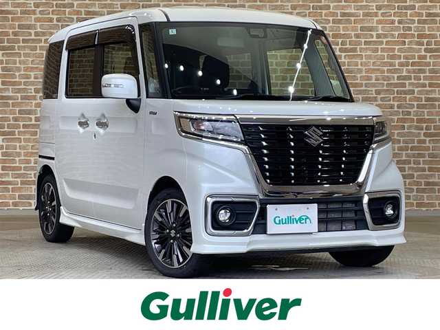 スズキ スペーシア カスタム HYBRID XS ターボ 道東・釧路十勝 2020(令2)年 1.5万km ピュアホワイトP ４WD/マイルドハイブリッド/ターボ/両側パワースライドドア/デュアルセンサーブレーキサポート/車線逸脱警報/誤発進抑制機能/リヤパーキングセンサー/ハイビームアシスト/前席シートヒーター/社外ナビ/（CD/DVD/SD/ワンセグ）/オートエアコン/オートライト/LEDヘッドライト