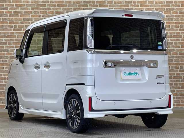 スズキ スペーシア カスタム HYBRID XS ターボ 道東・釧路十勝 2020(令2)年 1.5万km ピュアホワイトP ４WD/マイルドハイブリッド/ターボ/両側パワースライドドア/デュアルセンサーブレーキサポート/車線逸脱警報/誤発進抑制機能/リヤパーキングセンサー/ハイビームアシスト/前席シートヒーター/社外ナビ/（CD/DVD/SD/ワンセグ）/オートエアコン/オートライト/LEDヘッドライト