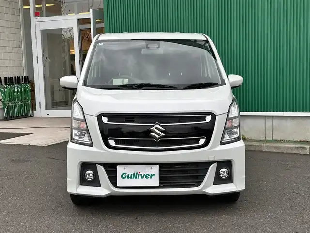 スズキ ワゴンＲ スティングレー HYBRID X 宮城県 2018(平30)年 5.3万km ピュアホワイトP 社外7インチナビ/(フルセグTV/CD/DVD/SD/BT/USB)/衝突軽減防止システム/車線逸脱警報/ヘッドアップディスプレイ/シートヒーター(D席)/オートエアコン/革巻きステアリング/ステアリングスイッチ/アイドリングストップ/オートライト/ふらつき防止/プッシュスタート＆スマートキー/ウインカー付き電動格納ミラー/盗難防止装置/ドアバイザー/LEDヘッドライト/フォグランプ/純正フロアマット/社外16インチAW