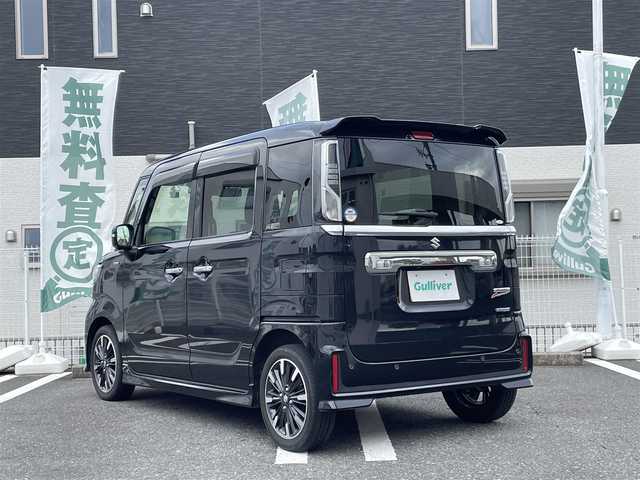 スズキ スペーシア カスタム HYBRID XS 三重県 2022(令4)年 3.7万km ブルーイッシュブラックパール3 登録時36743km/ワンオーナー/禁煙車/ハーフレザーシート/両側パワースライドドア/純正ナビ/（AM/FM/TV/Bluetooth）/フルセグTV/アラウンドビューモニター/レーダークルーズコントロール/ドライブレコーダー/ステアリングスイッチ/オートライト/シートヒーター/衝突軽減システム/レーンキープアシスト/コーナーセンサー/HUD/プッシュスタート/スペアキー/純正フロアマット/純正アルミ