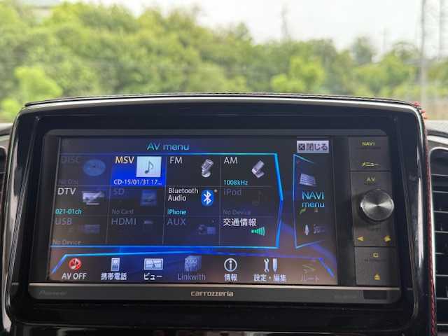 スズキ スペーシア カスタム XS 大阪府 2015(平27)年 15万km フェニックスレッドパール /社外SDナビ/AVIC-ZH0099W//AM/FM/CD/DVD/SD//フルセグテレビ//Bluetooth//片側パワースライドドア//社外14インチアルミホイール//ETC//スマートキー//プッシュスタート//取扱説明書//スペアキー×1