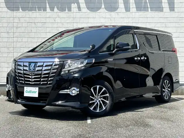 トヨタ アルファードハイブリット SR Cパッケージ 富山県 2017(平29)年 3.6万km ブラック ワンオーナー/純正１０型ナビ/バックカメラ/フルセグＴＶ／Ｂｌｕｅｔｏｏｔｈ/ツインサンルーフ/両側電動スライドドア/ブラックレザーシート/パワーバックドア/レーダークルーズコントロール/プリクラッシュセーフティ/フリップダウンモニター/ETC/スマートキー/プッシュスタート/保証書／取説有り