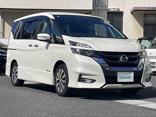 日産 セレナ ハイウェイスター Vセレクション 岡山県 2019(平31)年 4.4万km ブリリアントホワイトパール 登録時走行距離43890キロ/純正SDナビ/AM/FM/Bluetooth/TV/SD/DISC/純正フリップダウンモニター/アラウンドビューモニター/パーキングアシスト/コーナーセンサー/エマージェンシーブレーキ/クルーズコントロール/アイドリングストップ/前後ドライブレコーダー/両側パワースライドドア/LEDヘッドライト/純正16インチAW/プッシュスタート/スマートキー/ETC