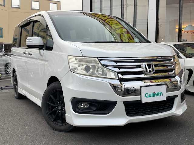 ホンダ ステップワゴン スパーダ Z 宮城県 2014(平26)年 15.7万km ホワイトオーキッドパール 登録時走行距離156640km/SDナビ/バックカメラ/クルーズコントロール/ETC/フォグランプ/社外アルミホイール
