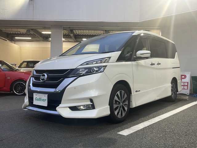 日産 セレナ ハイウェイスター 京都府 2017(平29)年 9.1万km ブリリアントホワイトパール 純正９インチナビ　アラウンドビューモニター　後席フリップダウンモニター　両側パワースライドドア　クルーズコントロール　ドライブレコーダー　ＬＥＤヘッドライト　コーナーセンサー　ビルトインＥＴＣ