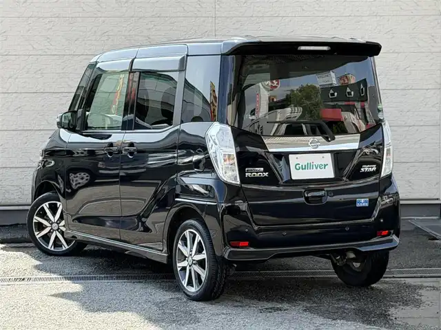 日産 デイズ ルークス ハイウェイスター Gターボ 兵庫県 2019(令1)年 5.5万km ブラック 社外ナビ(CN-RE07WD)/(CD/DVD/BT)/フルセグTV/全周囲カメラ/ETC/両側パワースライドドア/ドライブレコーダー/衝突軽減ブレーキ/LEDヘッドライト/オートライト/オートハイビーム/フォグランプ/ステアリングリモコン/電動格納ミラー/ドアバイザー/スマートキー/純正フロアマット/純正アルミ15インチ