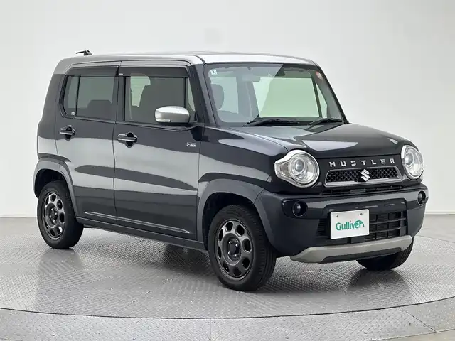 スズキ ハスラー F リミテッド Ⅱ 兵庫県 2018(平30)年 10.3万km ブルーイッシュブラックパール/シルバー2トーン 社外７インチSDナビ　（CN-RE04WD）/（AM/FM、CD、DVD、BT、フルセグ、SD）/バックカメラ/シートヒーター　（D/N席）/デュアルカメラブレーキサポート/電動格納ミラー/ウィンカーミラー/社外ETC/ドアバイザー/純正フロアマット/ISOFIX/プッシュスタート/スマートキー/HIDヘッドランプ/オートライト