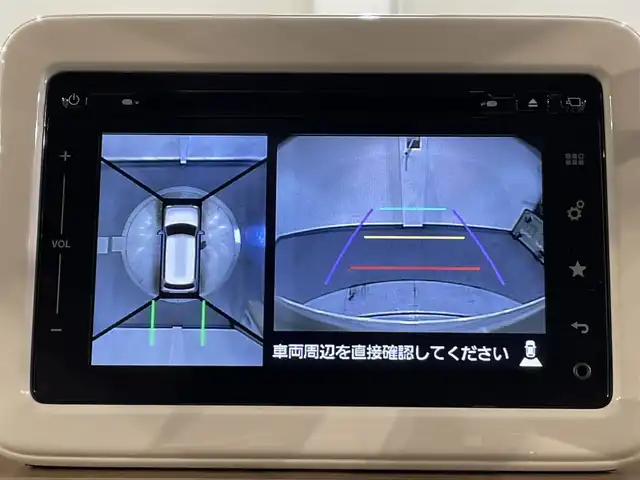 スズキ ラパン X 愛知県 2017(平29)年 4.1万km フォーンベージュメタリック/ホワイト2トーンルーフ 純正ナビ　/（ディスク/ラジオ/フルセグTV/USB/iPod/Bluetooth/aha/AUX)/アラウンドビューモニター　/衝突軽減ブレーキ　/シートヒーター　/ビルトインＥＴＣ　/アイドリングストップ　/ＵＳＢ接続　/アクセサリーソケット/ＬＥＤヘッドランプ　/ステアリングスイッチ　/プッシュスタート　/　　-スマートキー/横滑り防止/純正フロアマット/ISOFIX/電格ミラー