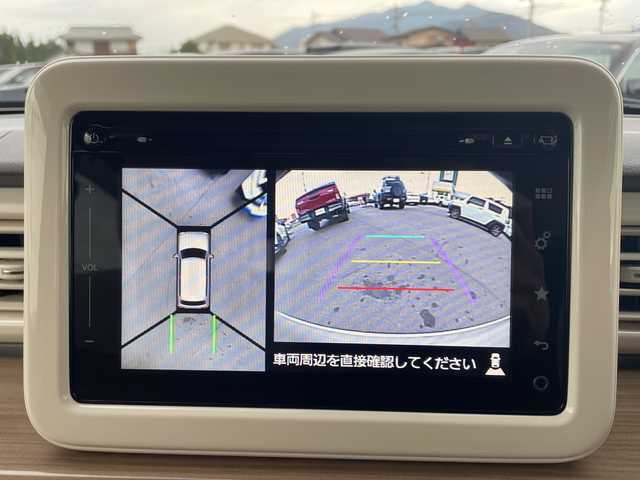 スズキ ラパン X 山口県 2017(平29)年 4.1万km フォーンベージュメタリック/ホワイト2トーンルーフ 純正ナビ　/（フルセグTV/USB/iPod/Bluetooth/aha/AUX)/アラウンドビューモニター　/衝突軽減ブレーキ　/シートヒーター　/ビルトインＥＴＣ　/アイドリングストップ　/ＵＳＢ接続　/アクセサリーソケット/ＬＥＤヘッドランプ　/ステアリングスイッチ　/プッシュスタート　/　　-スマートキー/横滑り防止/純正フロアマット/ISOFIX/電格ミラー