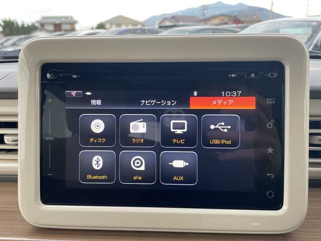 スズキ ラパン X 山口県 2017(平29)年 4.1万km フォーンベージュメタリック/ホワイト2トーンルーフ 純正ナビ　/（フルセグTV/USB/iPod/Bluetooth/aha/AUX)/アラウンドビューモニター　/衝突軽減ブレーキ　/シートヒーター　/ビルトインＥＴＣ　/アイドリングストップ　/ＵＳＢ接続　/アクセサリーソケット/ＬＥＤヘッドランプ　/ステアリングスイッチ　/プッシュスタート　/　　-スマートキー/横滑り防止/純正フロアマット/ISOFIX/電格ミラー