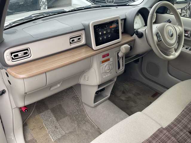 スズキ ラパン X 山口県 2017(平29)年 4.1万km フォーンベージュメタリック/ホワイト2トーンルーフ 純正ナビ　/（フルセグTV/USB/iPod/Bluetooth/aha/AUX)/アラウンドビューモニター　/衝突軽減ブレーキ　/シートヒーター　/ビルトインＥＴＣ　/アイドリングストップ　/ＵＳＢ接続　/アクセサリーソケット/ＬＥＤヘッドランプ　/ステアリングスイッチ　/プッシュスタート　/　　-スマートキー/横滑り防止/純正フロアマット/ISOFIX/電格ミラー