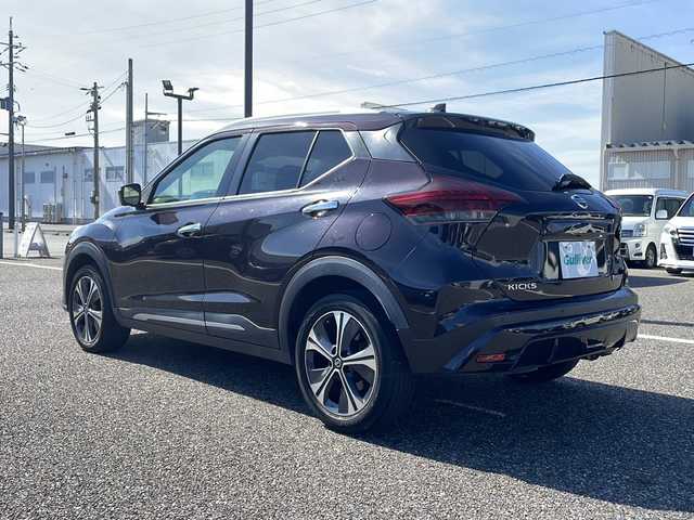 日産 キックス X 島根県 2020(令2)年 9.9万km ナイトベールパープル 社外ディスプレイオーディオ(FN-8500DVS)/BT CD ラジオ/エマージェンシーブレーキ/プロパイロット/アラウンドビューカメラ/デジタルインナーミラー/電子パーキング/AUTO HOLD/ETC/LEDヘッドライト/AUTOライト/フォグライト/ハーフレザーシート/純正17インチアルミホイール/電動格納ミラー/ISOFIX