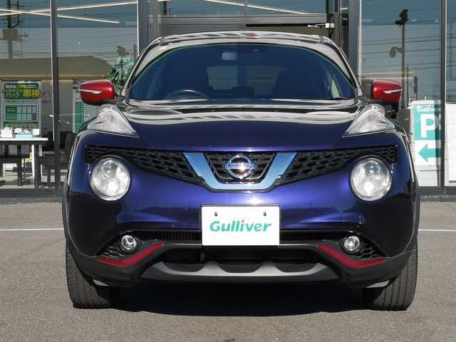 日産 ジューク 16GT パーソナライズ 茨城県 2016(平28)年 6.6万km アズライトブルー 純正ナビ/【iPod・SD・ラジオ・TV・ウォークマン・USB・CD・DVD・Blu-ray・HDMI・VTR・AUX】/ETC/Bカメラ/MTモード付AT/横滑り防止装置/衝突被害軽減システム/オートライト/Fフォグ/キセノンライト/社外フロアマット/純正アルミホイール/スマートキー/プッシュスタート