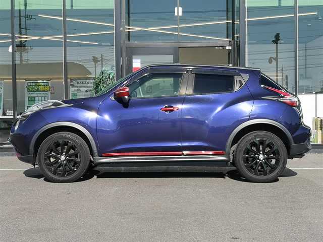 日産 ジューク 16GT パーソナライズ 茨城県 2016(平28)年 6.6万km アズライトブルー 純正ナビ/【iPod・SD・ラジオ・TV・ウォークマン・USB・CD・DVD・Blu-ray・HDMI・VTR・AUX】/ETC/Bカメラ/MTモード付AT/横滑り防止装置/衝突被害軽減システム/オートライト/Fフォグ/キセノンライト/社外フロアマット/純正アルミホイール/スマートキー/プッシュスタート