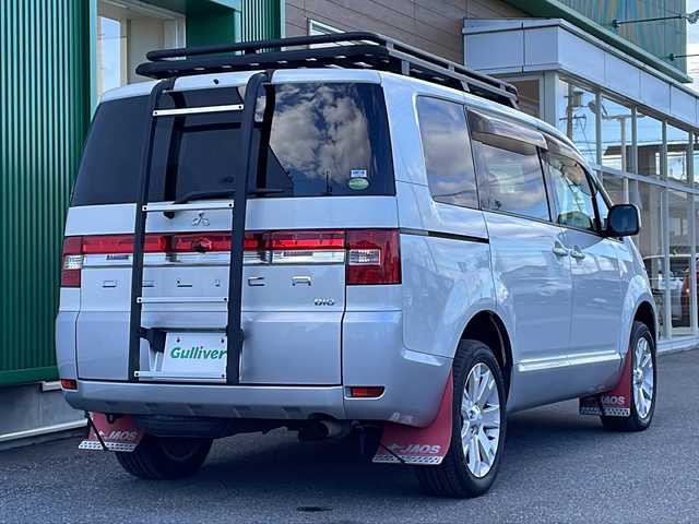 三菱 デリカＤ：５ D－Power package 岐阜県 2019(平31)年 7.8万km ウォームホワイトP/スターリングシルバーM 禁煙車/社外8型ナビ/フリップダウンモニター/バックカメラ/両側パワースライドドア/シートヒーター/パドルシフト/スマートキー/フォグランプ/HIDヘッドライト/オートライト/ルーフキャリア/リアラダー/マッドガード