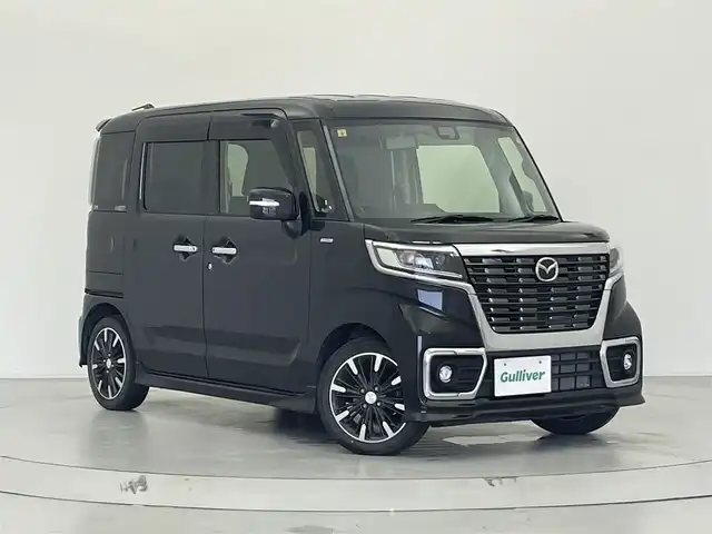 マツダ フレアワゴン カスタムスタイル ハイブリッド XS 宮城県 2020(令2)年 2.9万km ブルーイッシュブラックパール3 純正ナビ(CN-RZ853)/FM/AM/BT/CD/DVD/フルセグTV/シートヒーター/両側パワースライドドア/フリップダウンモニター/エンジンスターター/横滑り防止装置/コーナーセンサー/レーンキープアシスト/衝突被害軽減システム/オートマチックハイビーム/盗難防止装置/フォグランプ