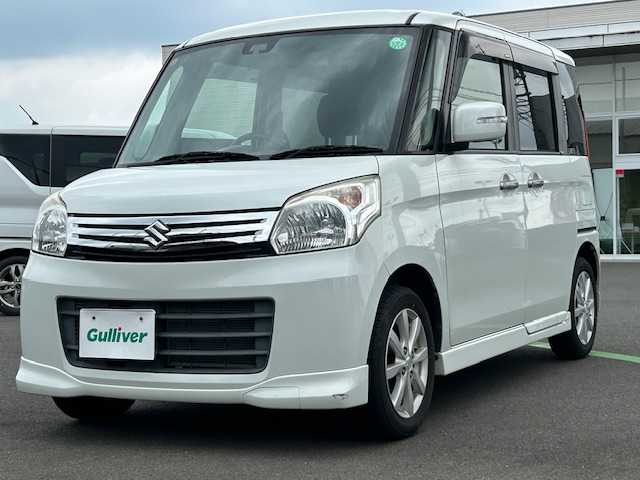 スズキ スペーシア X リミテッド 静岡県 2014(平26)年 5.6万km パールホワイト ワンオーナー/社外メモリナビ（AM/FM/DVD/BT/フルセグ）/両側パワースライドドア/衝突被害軽減システム/横滑り防止装置/アイドリングストップ/オートキセノンライト/純正アルミホイール/純正フロアマット/ドアバイザー/電動格納ミラー/スマートキー２/保障証/取扱説明書