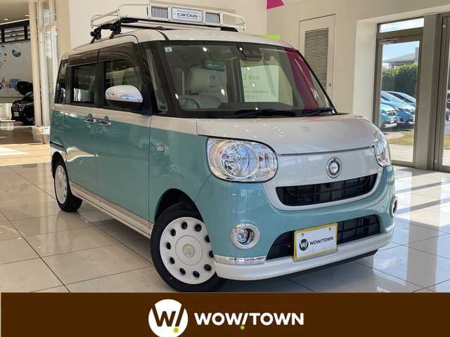 ダイハツ ムーヴ キャンバス X メイクアップ リミテッド SAⅢ 埼玉県 2021(令3)年 1.1万km パールホワイトⅢ/ファインミントメタリック 2トーン スマートアシスト　/純正メモリナビ/　　CD/DVD/BT/フルセグ/全方位カメラ /両側パワースライドドア /ステアリングスイッチ /アイドリングストップ