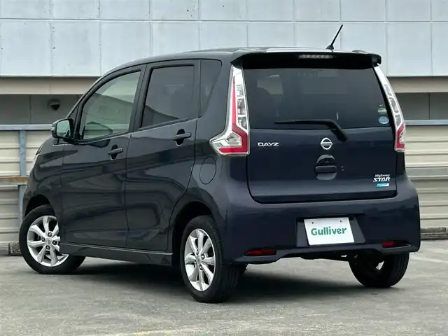 日産 デイズ ハイウェイスターX 静岡県 2015(平27)年 8万km プレミアムパープルP エマージェンシーブレーキ/純正ＳＤメモリーナビ/フルセグＴＶ/ＤＶＤ再生/ドラレコ/オートエアコン/オートハイビーム/ＨＩＤヘッドライト/フォグランプ/純正フロアマット/プッシュスタート/スマートキー/純正１４ＡＷ