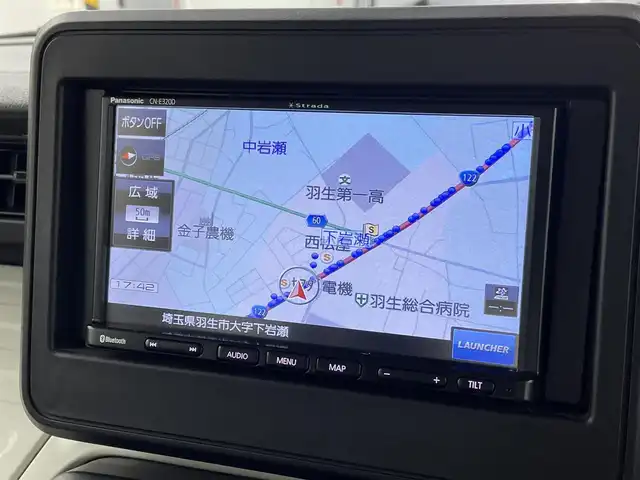スズキ スペーシア HYBRID G 埼玉県 2019(令1)年 3.3万km ツールグリーンパールメタリック 両側スライドドア　パナソニック　ストラーダ　社外ナビ　Ｂｌｕｅｔｏｏｔｈ　ワンセグＴＶ　ＥＴＣ　スマートキー　プッシュスタート　オートライト　アイドリングストップ　フロアマット　ドアバイザー