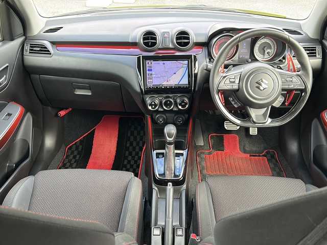 スズキ スイフト スポーツ セーフティPKG 山口県 2019(令1)年 6.5万km チャンピオンイエロー ワンオーナー/社外ナビ/DVD/CD/SD/MSV/BT/USB/フルセグTV/全周囲カメラ/革巻きステアリング/ステアリングスイッチ/パドルシフト/クルーズコントロール/純正LEDヘッドライト/純正フォグランプ/オートライト/社外１７インチアルミホイール/社外車高調/純正エアロパーツ/右前席シートヒーター/衝突被害軽減ブレーキ/横滑り防止/LKA/スマートキー×２/前後タイプドライブレコーダー/純正フロアマット/電動格納ウインカードアミラー