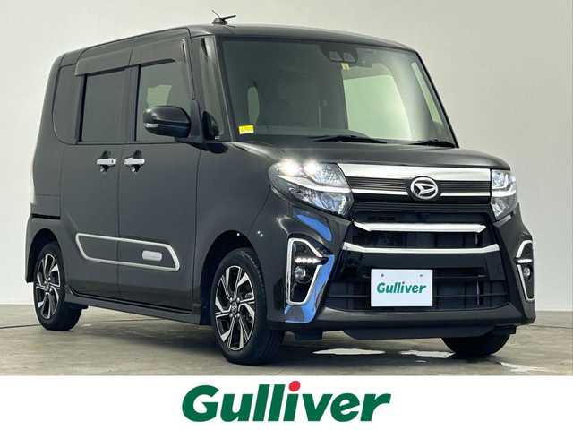ダイハツ タント カスタム X スタイルセレクション 千葉県 2022(令4)年 3.4万km ブラックマイカメタリック 社外7インチメモリーナビ/・Bluetooth/・フルセグＴＶ/・CD/バックカメラ　/前後ドライブレコーダー　/コーナーセンサー　/アイドリングストップ　/両側電動スライドドア　/ハーフレザー　/シートヒーター　/純正１４インチＡＷ/スマートアシスト/・衝突回避支援ブレーキ機能/・衝突警報機能/・ブレーキ制御付誤発進抑制機能/・車線逸脱警報機能/・車線逸脱抑制制御機能/・路側逸脱警報機能/・ふらつき警報/・先行車発進お知らせ機能/・標識認識機能（進入禁止／最高速度／一時停止）/・アダプティブドライビングビーム/・コーナーセンサー
