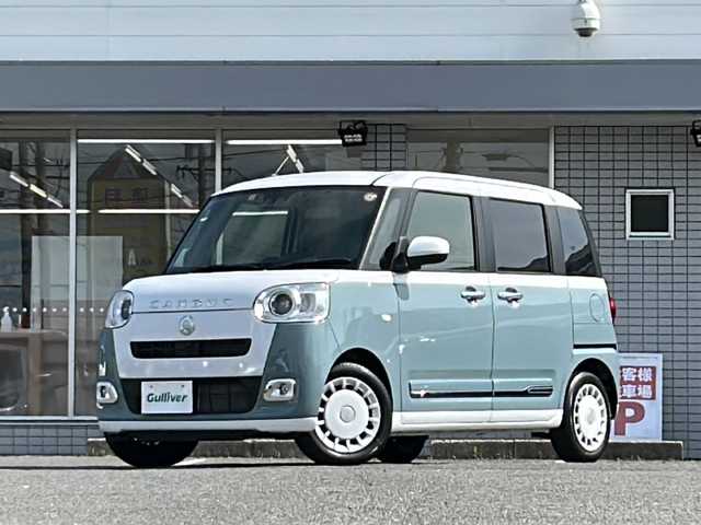 ダイハツ ムーヴ キャンバス ストライプス G 愛知県 2023(令5)年 1.9万km シャイニングホワイトパール/レイクブルーメタリック /禁煙/ワンオーナー/ディーラー整備記録簿R5.6.7//純正9インチディスプレイオーディオ/HDMI/USB/BT//フルセグ/AppleCarPlay/AndroidAuto//全方位カメラ/ETC/ディスプレイ連動純正ドラレコ//ワイヤレス充電//両側メモリ付きパワースライドドア//ステアリングスイッチ/シートヒーター//衝突契合機能/衝突回避支援ブレーキ機能//前後ブレーキ制御付き誤発進抑制機能//車線逸脱警報/路外逸脱警報/車線逸脱抑制制御機能//先行車発進告知/RSA/コーナーセンサー//アイドリングストップ//純正LEDオートライト/オートハイビーム//純正LEDフォグ//純正フロアマット//新車時保証書//取扱説明書//ドラレコ取扱説明書//ディスプレイオーディオ取扱説明書//スペアスマートキー有