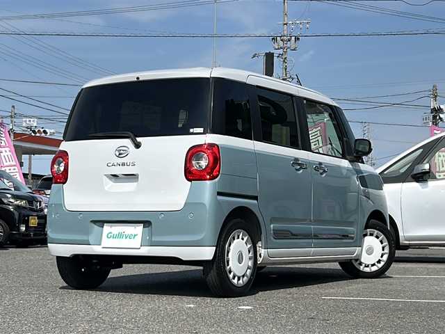 ダイハツ ムーヴ キャンバス ストライプス G 愛知県 2023(令5)年 1.9万km シャイニングホワイトパール/レイクブルーメタリック /禁煙/ワンオーナー/ディーラー整備記録簿R5.6.7//純正9インチディスプレイオーディオ/HDMI/USB/BT//フルセグ/AppleCarPlay/AndroidAuto//全方位カメラ/ETC/ディスプレイ連動純正ドラレコ//ワイヤレス充電//両側メモリ付きパワースライドドア//ステアリングスイッチ/シートヒーター//衝突契合機能/衝突回避支援ブレーキ機能//前後ブレーキ制御付き誤発進抑制機能//車線逸脱警報/路外逸脱警報/車線逸脱抑制制御機能//先行車発進告知/RSA/コーナーセンサー//アイドリングストップ//純正LEDオートライト/オートハイビーム//純正LEDフォグ//純正フロアマット//新車時保証書//取扱説明書//ドラレコ取扱説明書//ディスプレイオーディオ取扱説明書//スペアスマートキー有