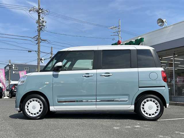 ダイハツ ムーヴ キャンバス ストライプス G 愛知県 2023(令5)年 1.9万km シャイニングホワイトパール/レイクブルーメタリック /禁煙/ワンオーナー/ディーラー整備記録簿R5.6.7//純正9インチディスプレイオーディオ/HDMI/USB/BT//フルセグ/AppleCarPlay/AndroidAuto//全方位カメラ/ETC/ディスプレイ連動純正ドラレコ//ワイヤレス充電//両側メモリ付きパワースライドドア//ステアリングスイッチ/シートヒーター//衝突契合機能/衝突回避支援ブレーキ機能//前後ブレーキ制御付き誤発進抑制機能//車線逸脱警報/路外逸脱警報/車線逸脱抑制制御機能//先行車発進告知/RSA/コーナーセンサー//アイドリングストップ//純正LEDオートライト/オートハイビーム//純正LEDフォグ//純正フロアマット//新車時保証書//取扱説明書//ドラレコ取扱説明書//ディスプレイオーディオ取扱説明書//スペアスマートキー有