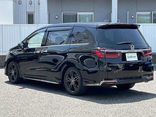 ホンダ オデッセイ アブソルート EX 愛知県 2021(令3)年 4.6万km プレミアムスパークルブラックパール ワンオーナー/純正メモリナビ(FM/AM/CD/DVD/BT/iPod/AppleCarPlay/USB/HDMI/フルセグ)/ホンダセンシング/　・後方誤発進抑制機能/　・車線維持支援システム/　・衝突軽減システム/　・アダクティブクルーズコントロール/オッドマン/クリアランスソナー・コーナーセンサー/ETC2.0/バックカメラ/純正後席モニター/ハーフレザーシート/パワーシート/シートヒーター/パワーバックドア/両側パワースライドドア/パドルシフト/ドライブレコーダー/LEDヘッドライト/フォグランプ/革巻きステアリング/純正AW18インチ/電動格納ミラー/アイドリングストップ/プッシュスタート/スマートキー/エンジンスターター/ステアリングリモコン/ハンズフリー/ABS/保証書