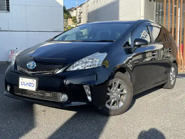 トヨタ プリウス α G チューンブラック 千葉県 2014(平26)年 9万km ブラック (株)IDOMが運営する【じしゃロン八千代店】の自社ローン専用車両になります。/こちらは現金またはオートローンご利用時の価格です。自社ローンご希望の方は別途その旨お申付け下さい/フルセグTVカーナビ/Bluetoothオーディオ対応/バックカメラ装備/純正ビルトインETC/ステアリングリモコン/スマートキー＆プッシュスタート/ハイブリッドカー