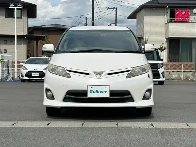トヨタ エスティマ アエラス Gエディション 静岡県 2011(平23)年 11.6万km ホワイトパールクリスタルシャイン エンジンスタートボタン/パワーステアリング/パワーウィンドウ/スマートキー/オートエアコン/クルーズコントロール/純正ナビ（CD/BT/ワンセグ）/三列シート/オットマン/ドライブレコーダー/ウォークスルー/純正フロアマット/純正アルミホイール/両側パワースライドドア/ABS/オートライト/Wエアバック