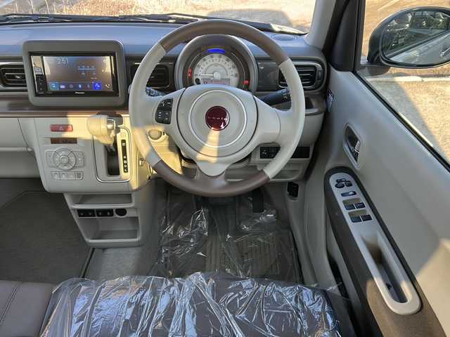 スズキ ラパン ＬＣ X 道東・釧路十勝 2023(令5)年 0.5万km フォーンベージュメタリック/アーバンブラウン 2トーン 純正ディスプレイオーディオ　/ＤＶＤ再生　/Ｂｌｕｅｔｏｏｔｈ接続　/バックカメラ　/前席シートヒーター　/リアコーナーセンサー　/レーンアシスト　/衝突軽減ブレーキ/横滑り防止装置/アイドリングストップ　/スマートキー　/プッシュスタート/純正LEDヘッドライト　/純正１４インチアルミホイール/純正フロアマット