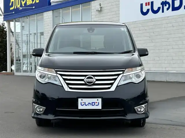 日産 セレナ ハイウェイスター 道北・旭川 2014(平26)年 12.4万km ダイヤモンドブラック (株)IDOMが運営する【じしゃロン旭川店】の自社ローン専用車両になります。こちらは現金またはオートローンご利用時の価格です。自社ローンご希望の方は別途その旨お申付け下さい/　/・純正ナビ（CD/DVD/HDD/SD/BT/フルセグ）/・バックカメラ/・ビルトインETC/・両側パワースライドドア/・クルーズコントロール/・レーダーブレーキ/・アイドリングストップ/・フォグランプ/・取扱説明書