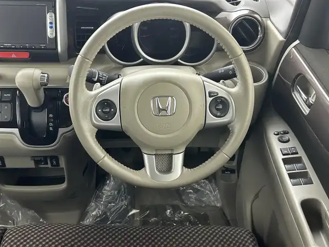 ホンダ Ｎ ＢＯＸ 2トーン G ターボ SSパッケージ 埼玉県 2014(平26)年 1.3万km プレミアムブロンズパール ワンオーナー　純正ナビ　Bカメラ　ビルトインETC　両側パワスラ　クルコン　シートヒーター　HIDオートライト　パドルシフト　純正AW14インチ　スペアキー