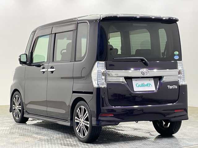 ダイハツ タント カスタム RS トップED SAⅡ 栃木県 2015(平27)年 7.6万km ナイトシャドーパープルクリスタルM 純正ナビ/（CD/DVD/フルセグTV/Bluetooth/SD・USB）/バックカメラ/ダウンサス/衝突被害軽減システム/ETC/前方ドラレコ/両側パワースライドドア/ハーフレザーシート/禁煙車/オートライト/LEDヘッドライト/横滑り防止装置/フォグランプ/スマートキー/プッシュスタート/アイドリングストップ/ステアリングスイッチ/電動格納ミラー/純正アルミホイール/社外フロアマット