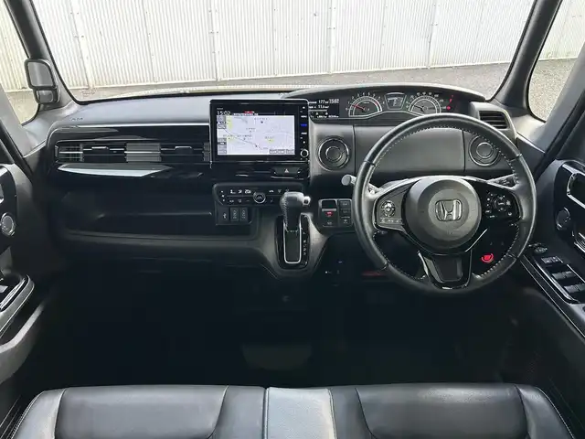 ホンダ Ｎ ＢＯＸ カスタム L ターボ 神奈川県 2022(令4)年 2.3万km ミッドナイトブルービームM ワンオーナー/純正ナビ/フルセグTV/バックカメラ/両側パワースライド/クルーズコントロール/パドルシフト/ハーフレザー/前席シートヒーター/ETC/前後ドライブレコーダー/コーナーセンサー/スマートキー/スペアキー×1/純正フロアマット/純正AW/取扱説明書/保証書