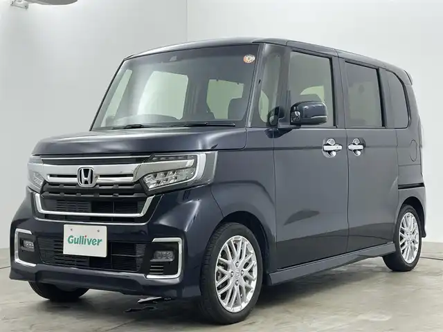 ホンダ Ｎ ＢＯＸ カスタム L ターボ 岡山県 2022(令4)年 2.4万km ミッドナイトブルービームM ワンオーナー/純正8インチナビ/（Bluetooth/フルセグ/CD/DVD/Carplay）/両側電動スライドドア/レーダークルーズコントロール/前席シートヒーター/ETC/バックカメラ/前後ドライブレコーダー/パドルシフト/ハーフレザー/コーナーセンサー/スマートキー/スペアキー×1/純正フロアマット/純正AW/取扱説明書/保証書