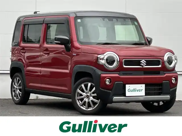 スズキ ハスラー HYBRID X ターボ 佐賀県 2020(令2)年 5.4万km フェニックスレッドパール/ガンメタリック2トーンルーフ デュアルカメラブレーキサポート/追従クルーズコントロール/バックセンサー/社外ディスプレイオーディオ/・バックカメラ/・BT/CD/シートヒーター/前後ドラレコ(ZDR025)/LEDヘッドライト/オートライト/フォグランプ/プッシュスタート/ETC/革巻きステアリング/パドルシフト/社外18インチAW/スペアキー×１/取扱説明書