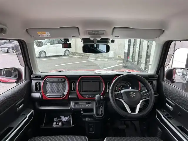 スズキ ハスラー HYBRID X ターボ 佐賀県 2020(令2)年 5.4万km フェニックスレッドパール/ガンメタリック2トーンルーフ デュアルカメラブレーキサポート/追従クルーズコントロール/バックセンサー/社外ディスプレイオーディオ/・バックカメラ/・BT/CD/シートヒーター/前後ドラレコ(ZDR025)/LEDヘッドライト/オートライト/フォグランプ/プッシュスタート/ETC/革巻きステアリング/パドルシフト/社外18インチAW/スペアキー×１/取扱説明書